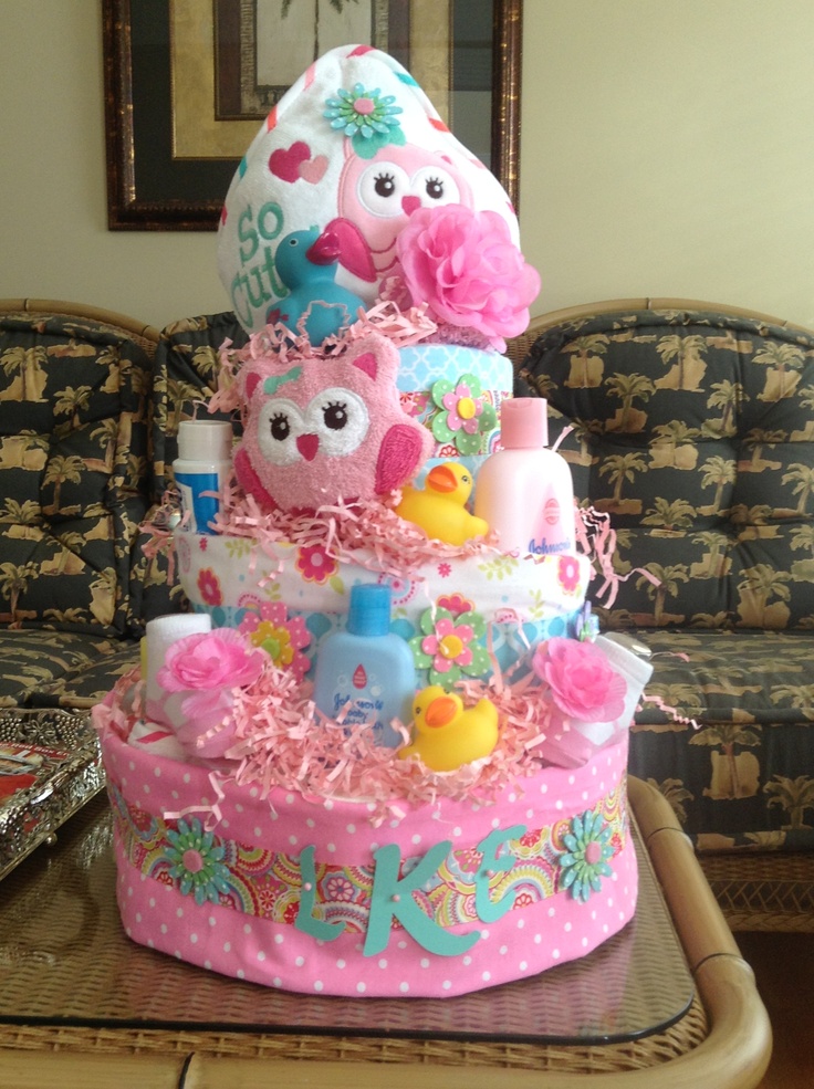 Owl Baby Shower Diaper Cake