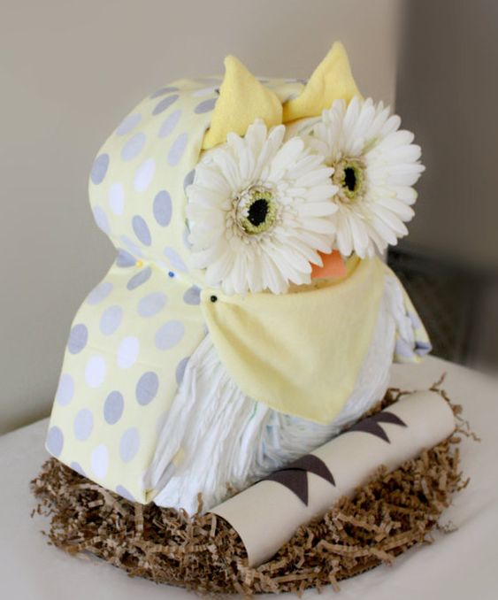 Owl Baby Shower Diaper Cake