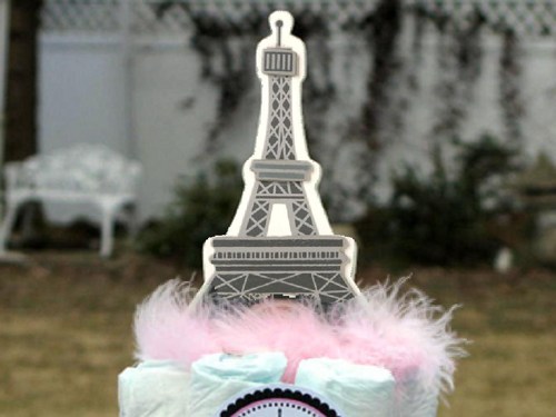 Paris Theme Baby Shower Diaper Cake