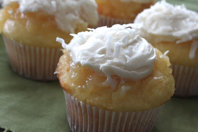 Pineapple Coconut Cupcakes with Frosting