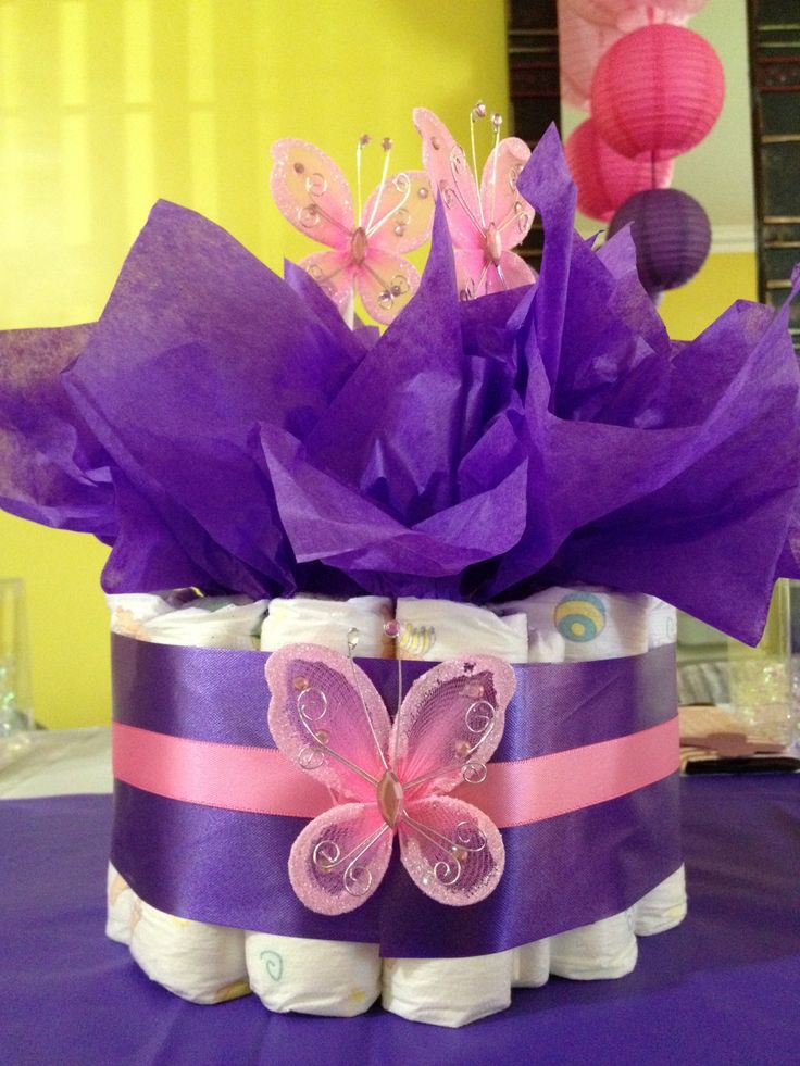 Pink and Purple Butterfly Baby Shower Centerpieces