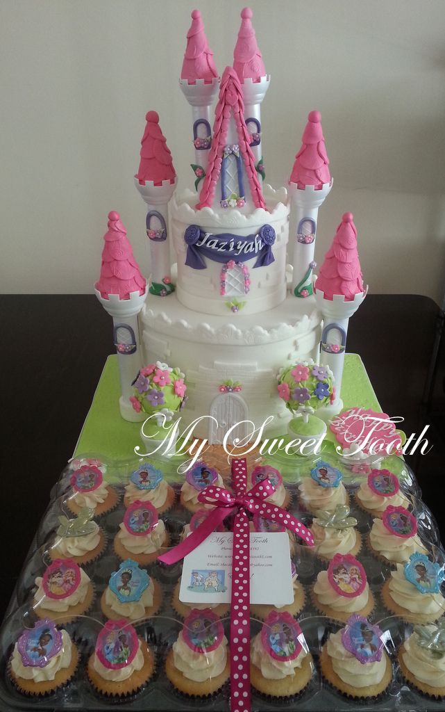 Pink and Purple Princess Castle Cake