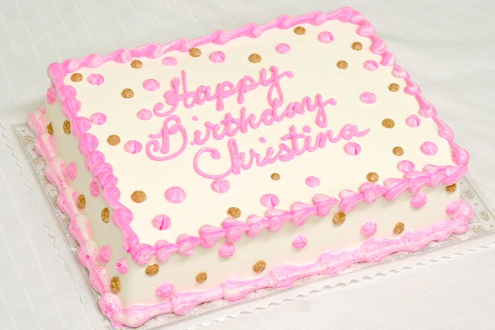 Pink and White Birthday Sheet Cake