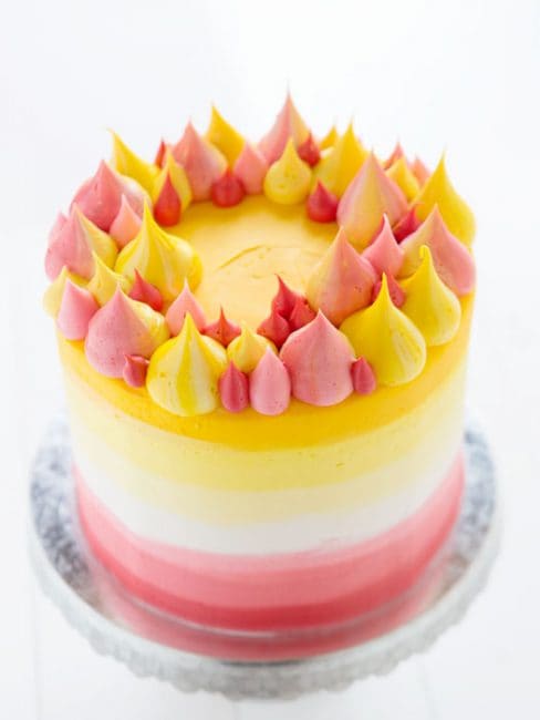 Pink and Yellow Buttercream Cake