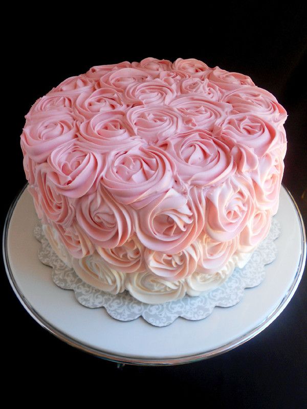 Pink Ombre Rose Cake