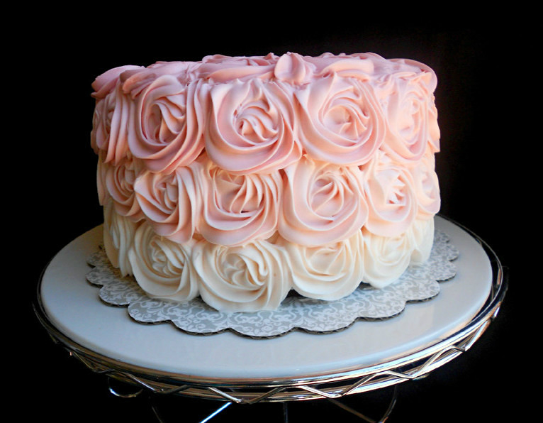 Pink Ombre Rose Cake