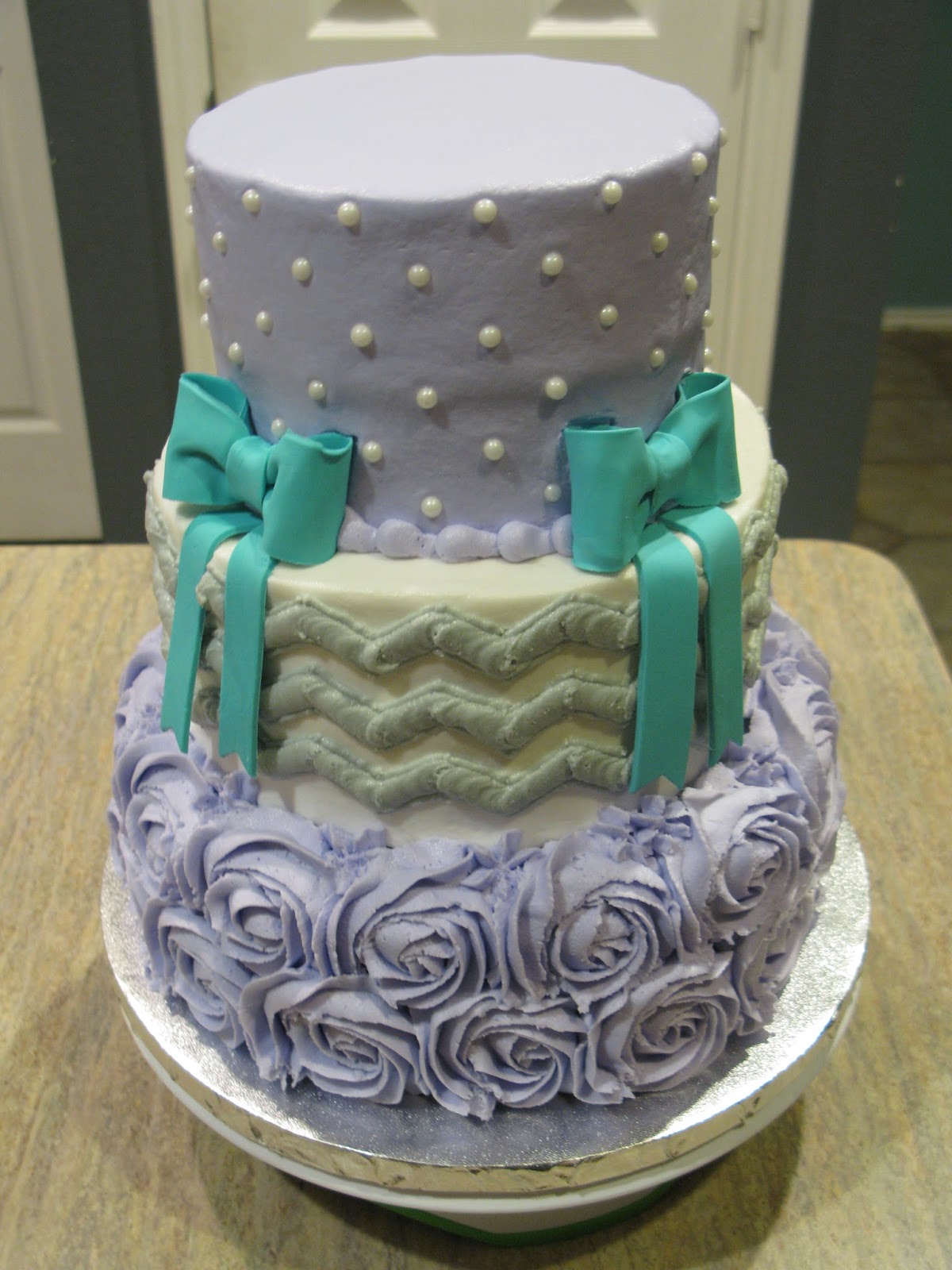 Purple and Teal Baby Shower Cake