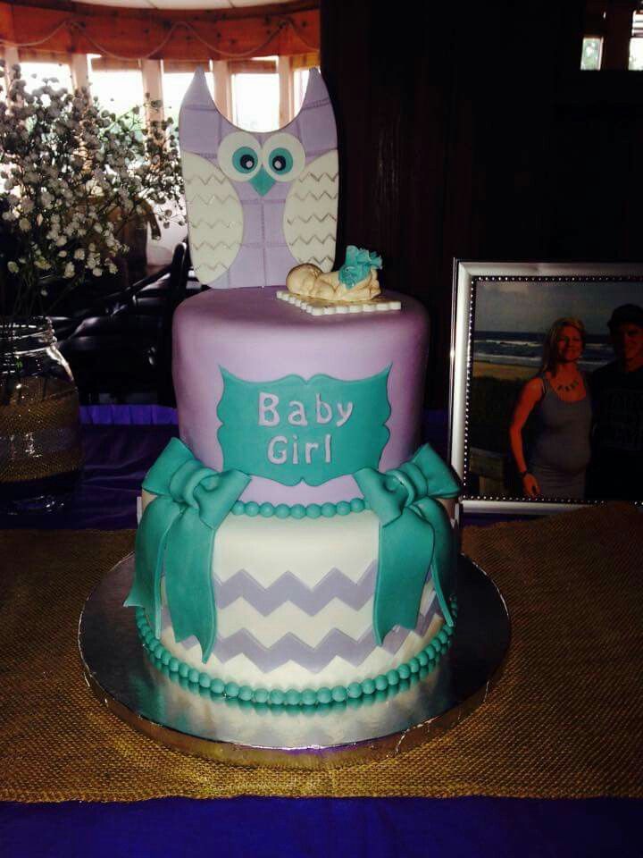 Purple and Teal Baby Shower Cake