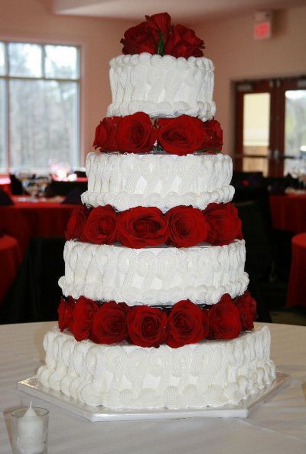 Red and White Wedding Cake