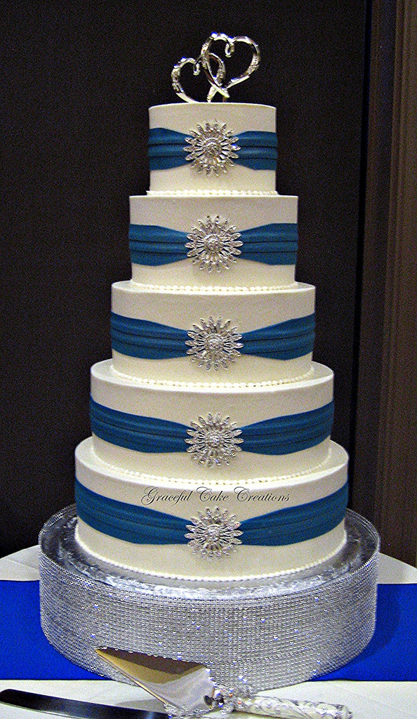 Royal Blue and Silver Wedding Cakes