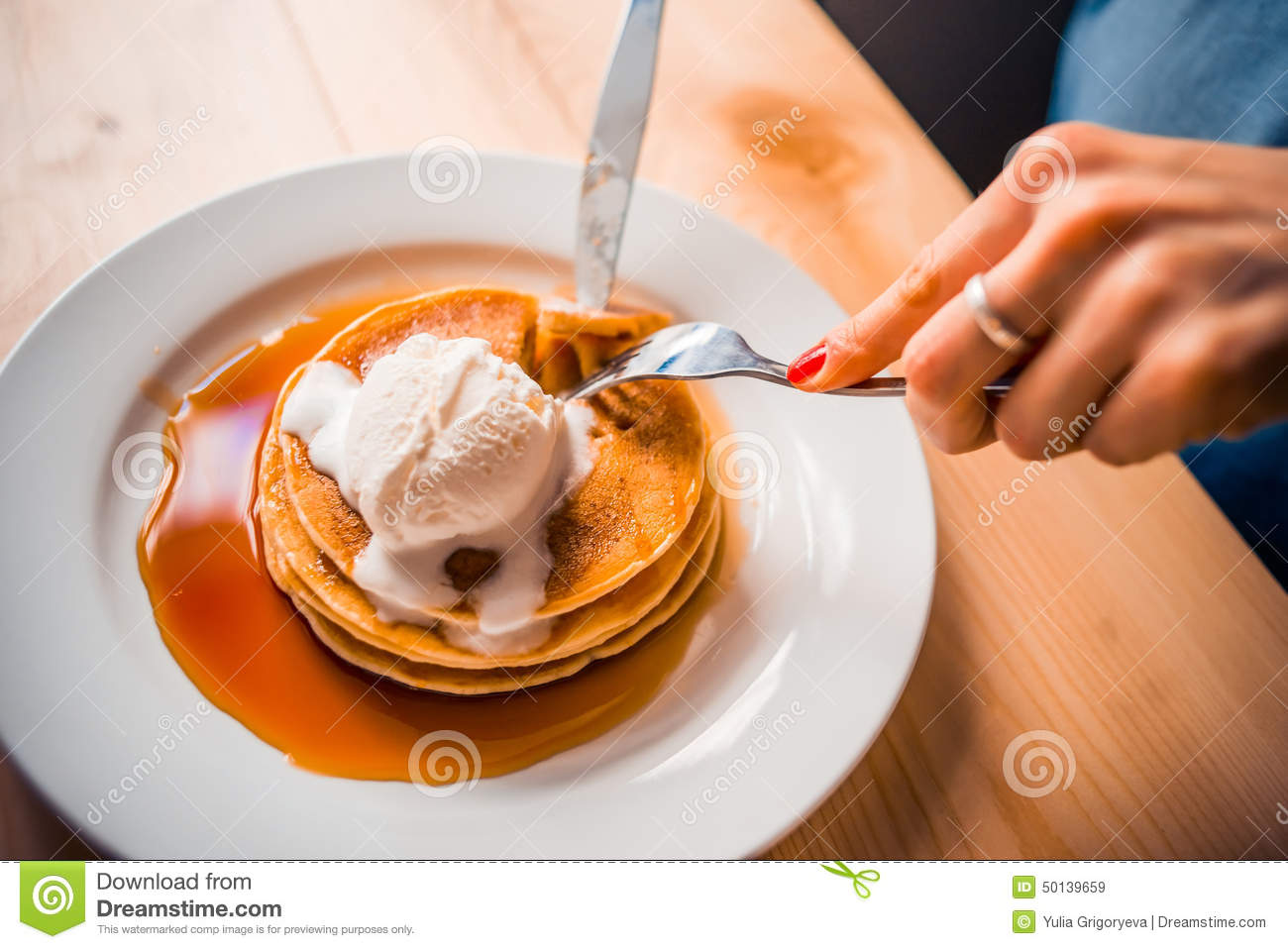 Shrimps with Fork and Knife Eating