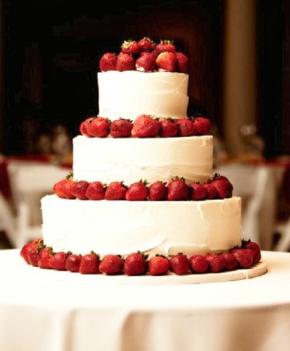 Simple Strawberry Wedding Cake