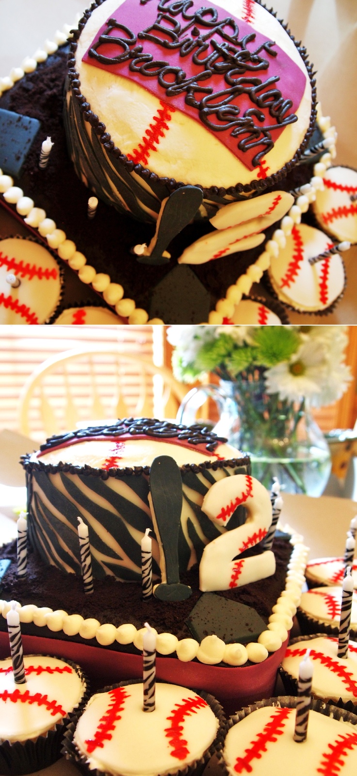 Softball Zebra Birthday Cake