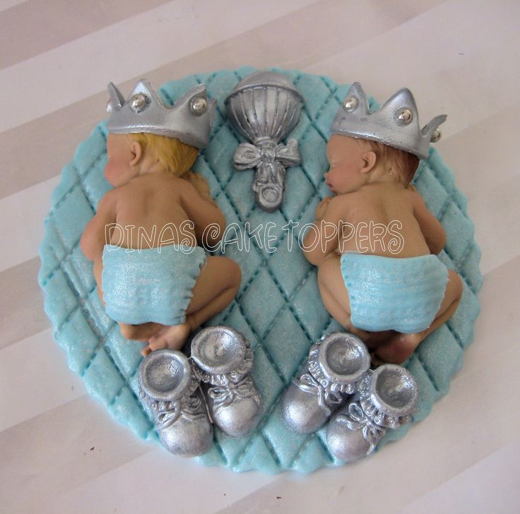 Twin Boys Baby Shower Cake Topper