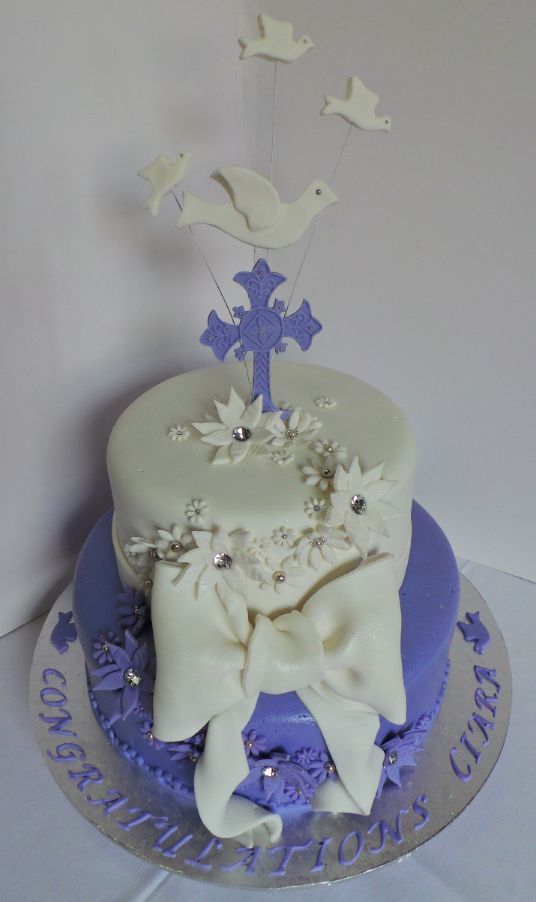 Two Tier Girls Christening Cake