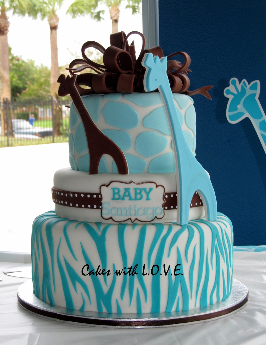 WildBlue Safari Baby Shower Cake