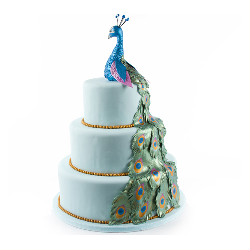 3 Tier Peacock Feather Cake