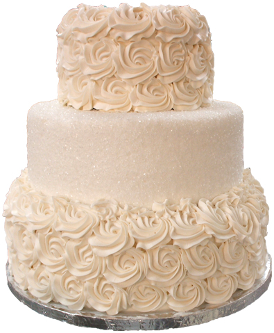 3 Tier Wedding Cake with Buttercream Rosettes