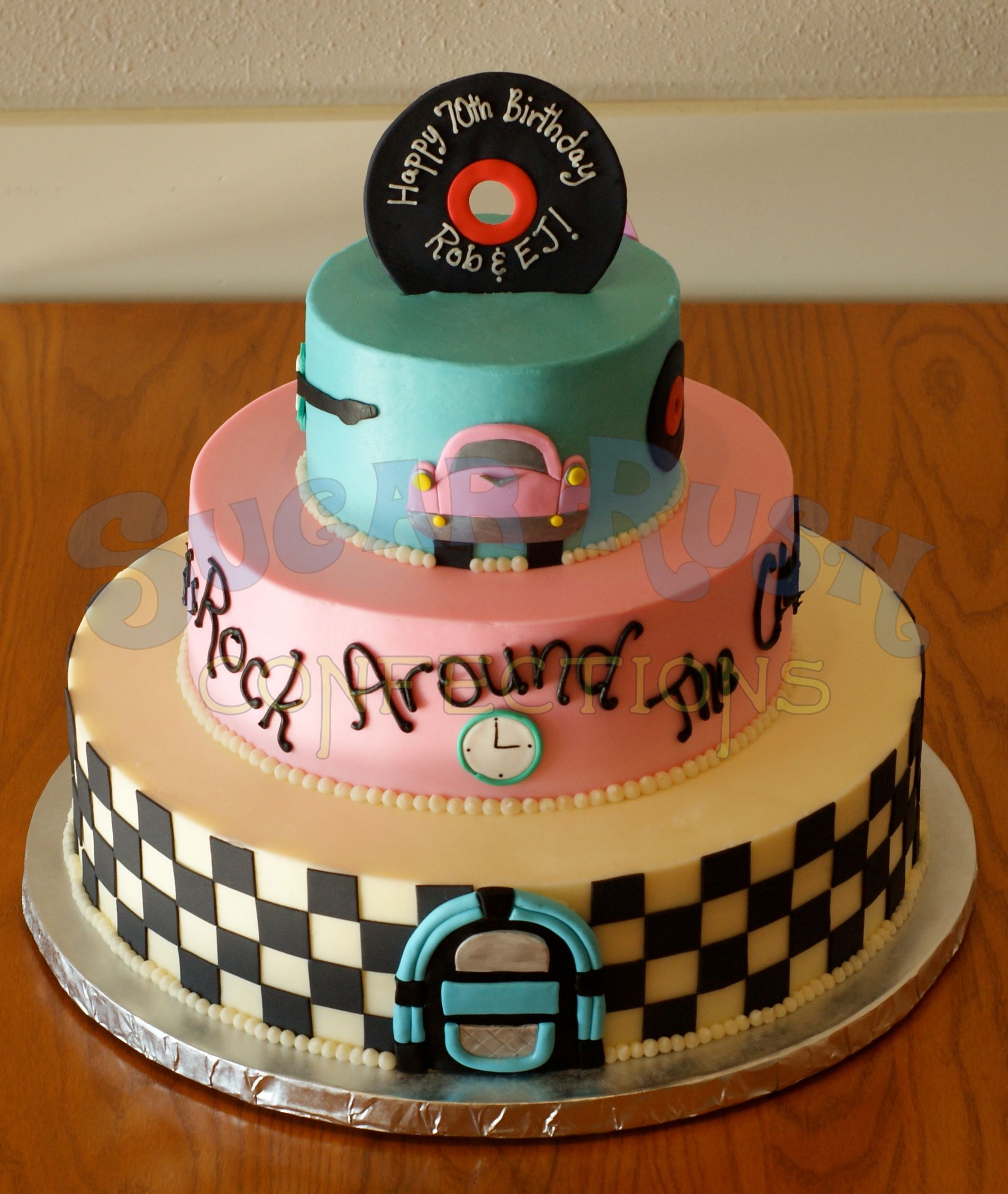 50s Theme Birthday Cake