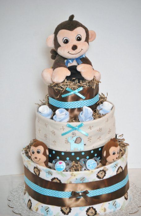 Baby Boy Monkey Diaper Cake