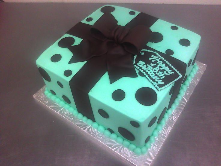 Birthday Present Teal Cake