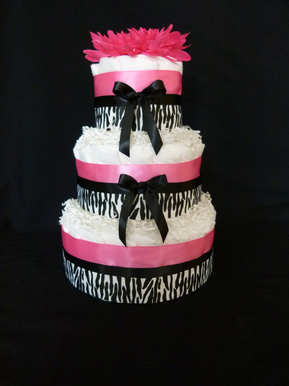 Black and Pink Diaper Cake