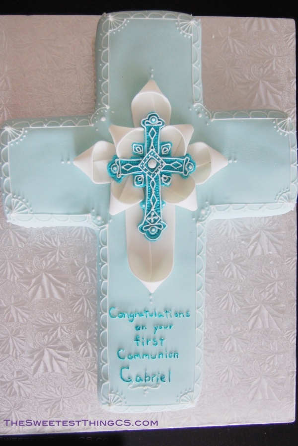 Boy First Communion Cross Cake