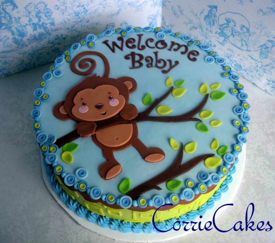 Boy Monkey Theme Baby Shower Cake