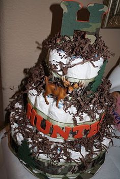 Camo Diaper Cake for Baby Shower Idea