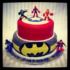 Captain America Hulk and Spider-Man Cake