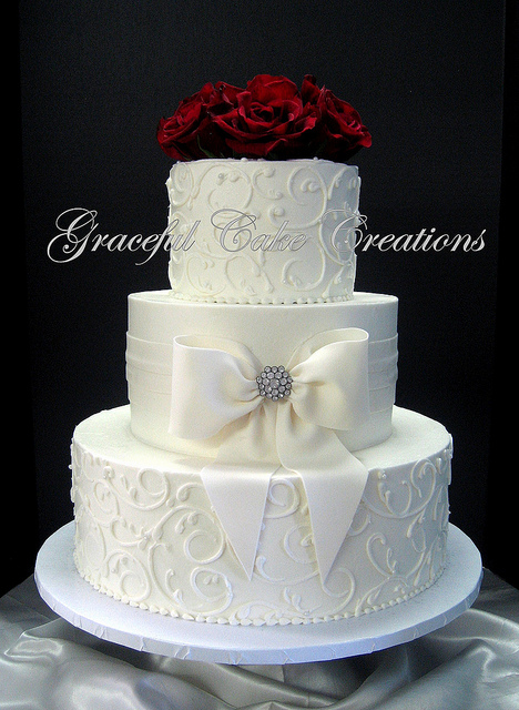 Elegant Buttercream Wedding Cakes with Bling