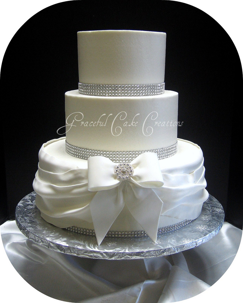 Elegant Buttercream Wedding Cakes with Bling