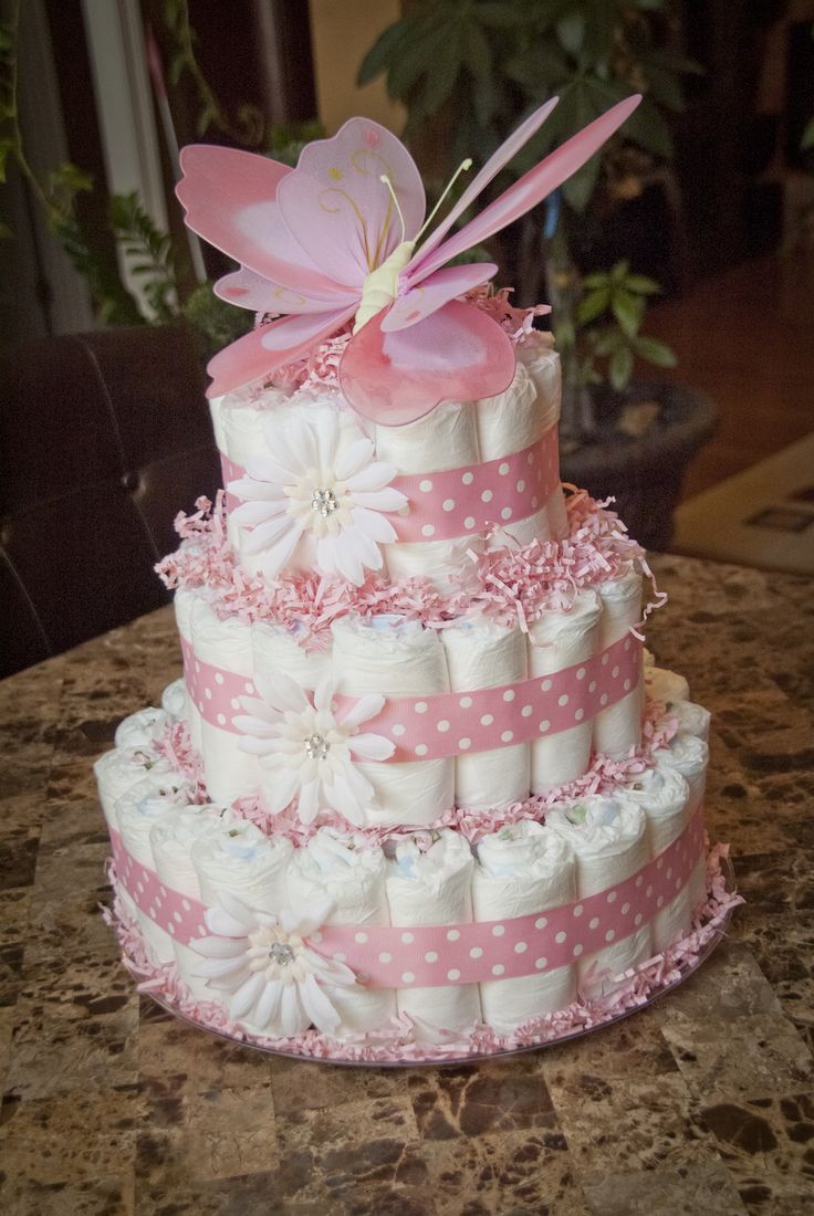 Girl Baby Shower Butterfly Diaper Cakes