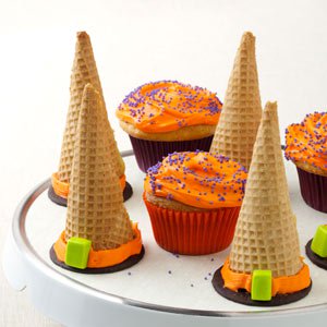 7 Photos of Ice Cream Cone Cupcakes For Halloween With Witch Hat