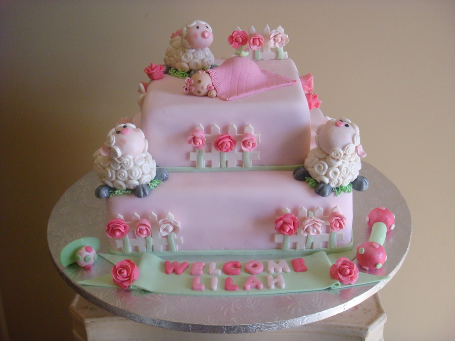 Lamb Baby Shower Cake