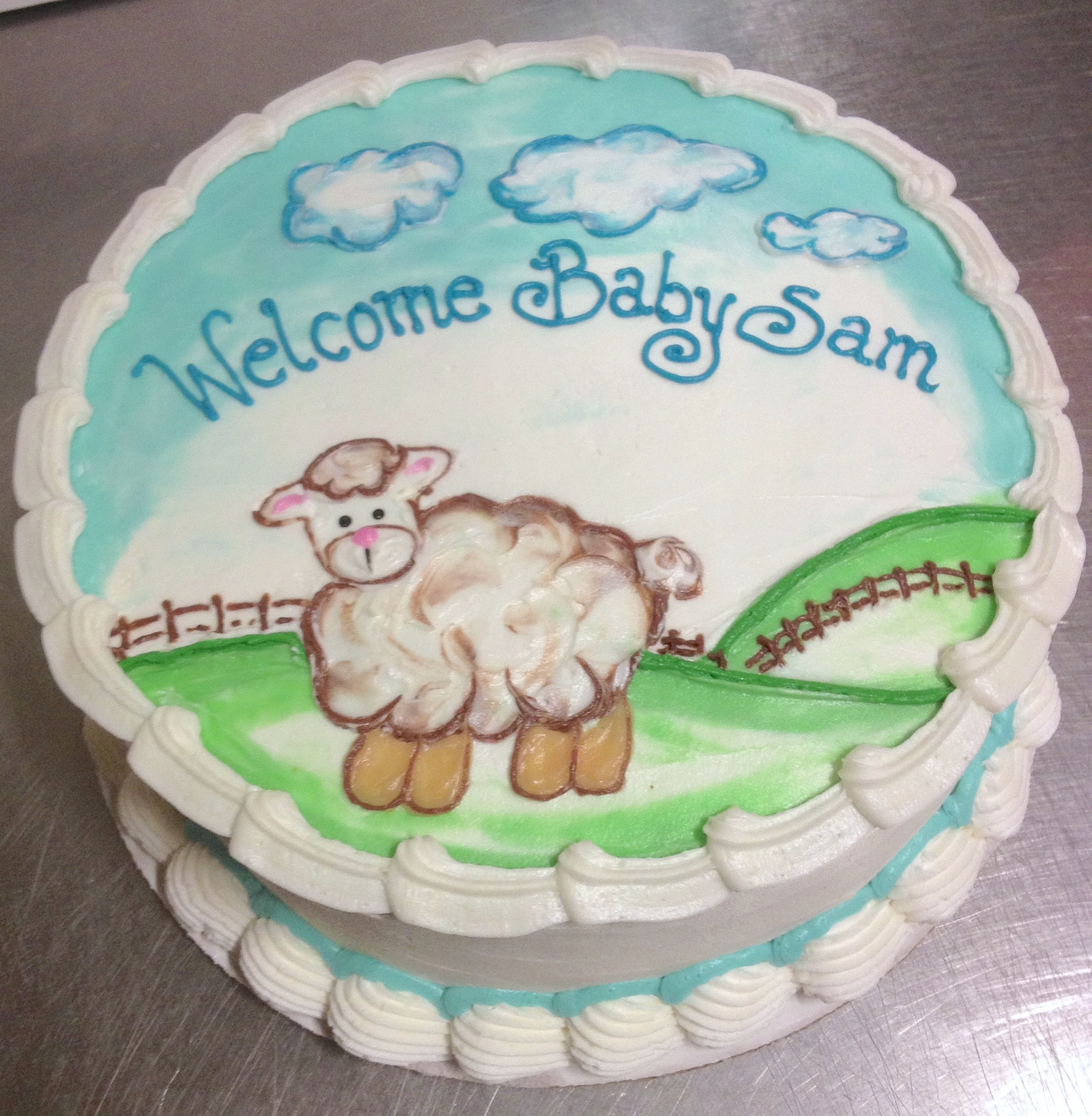 Lamb Themed Baby Shower Cake