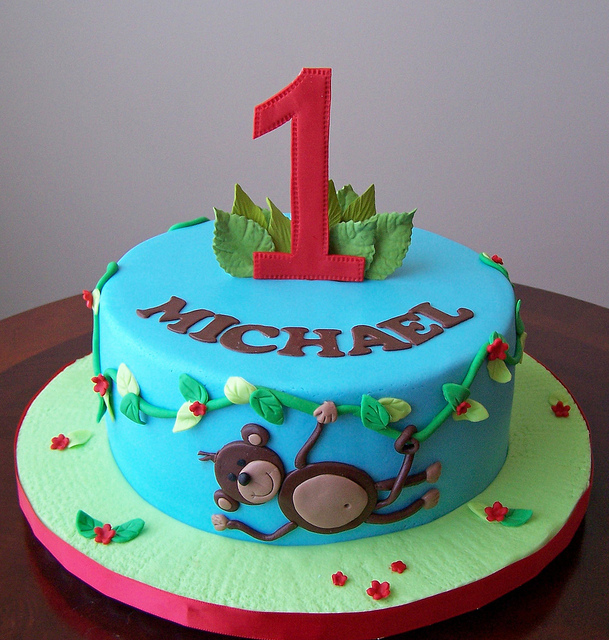 Monkey First Birthday Cake