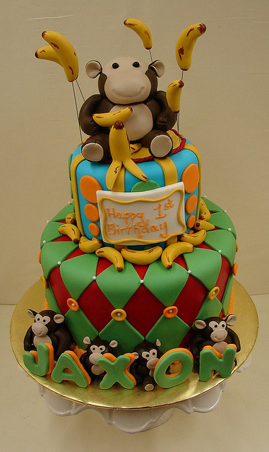 Monkey Themed Birthday Cake