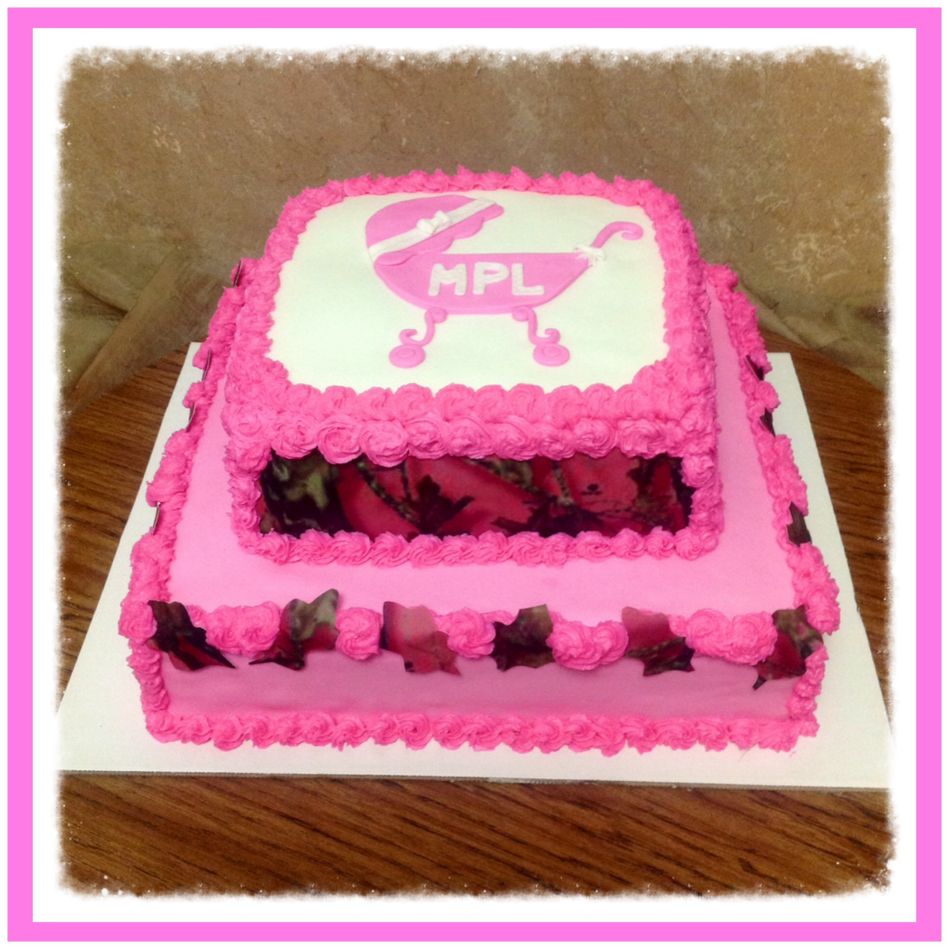 Mossy Oak Pink Camo Baby Shower Cake