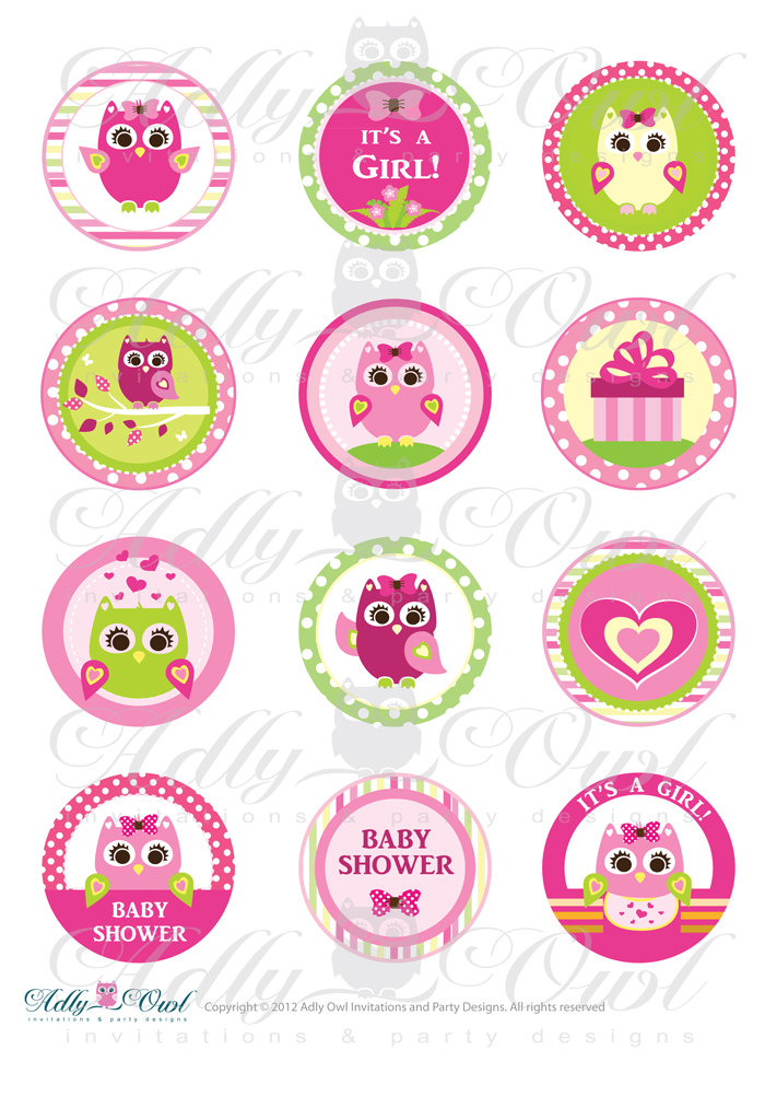 Owl Baby Shower Cupcake Toppers