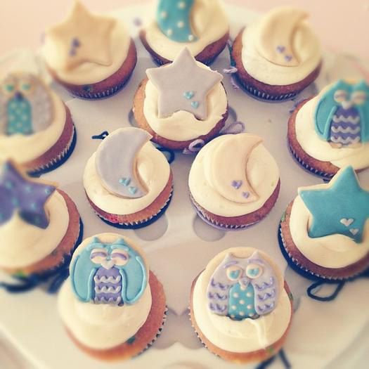 Owl Baby Shower Cupcakes