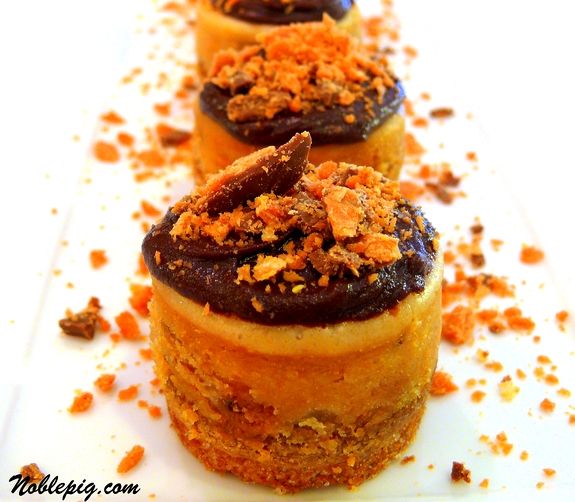 Peanut Butterfinger Mini Cheesecakes