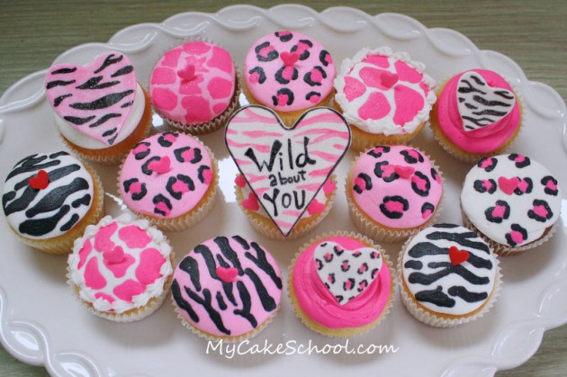 Pink Animal Print Cupcake