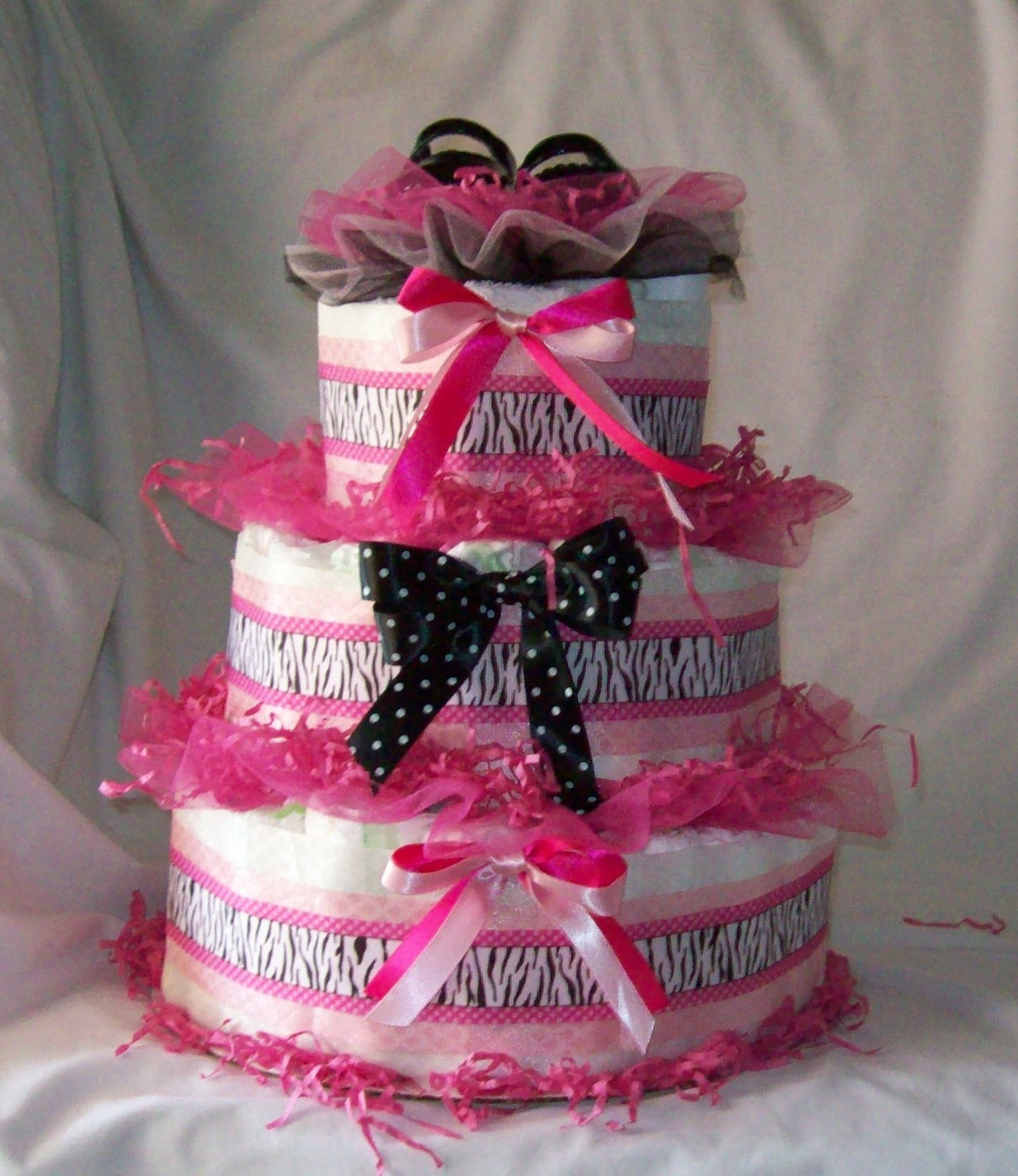 12 Photos of Pink And Black Zebra Baby Girl Diaper Cakes