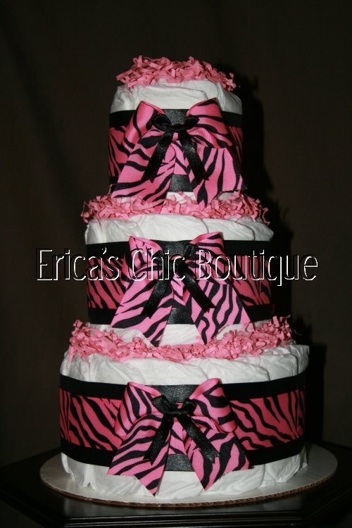 Pink Girl Baby Shower Diaper Cake