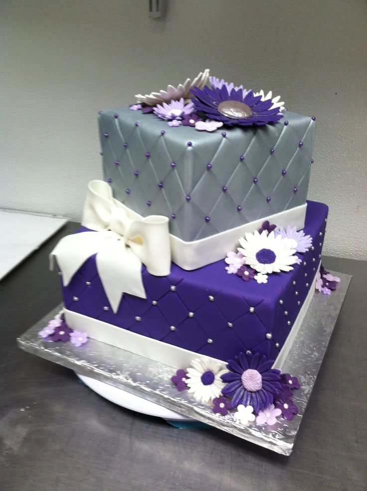 5 Lavendar And Silver Birthday Cakes Photo Purple Birthday Cake