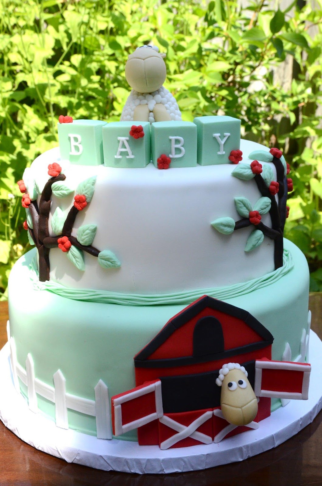 Sheep Themed Baby Shower Cake