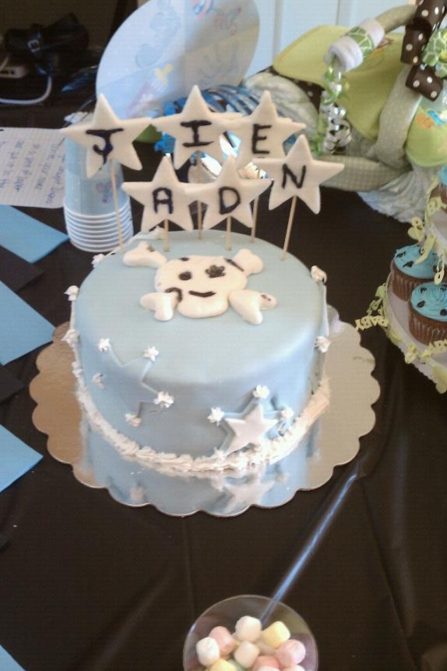 Skull Baby Shower Cake