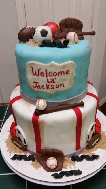 Sports Themed Baby Shower Cake