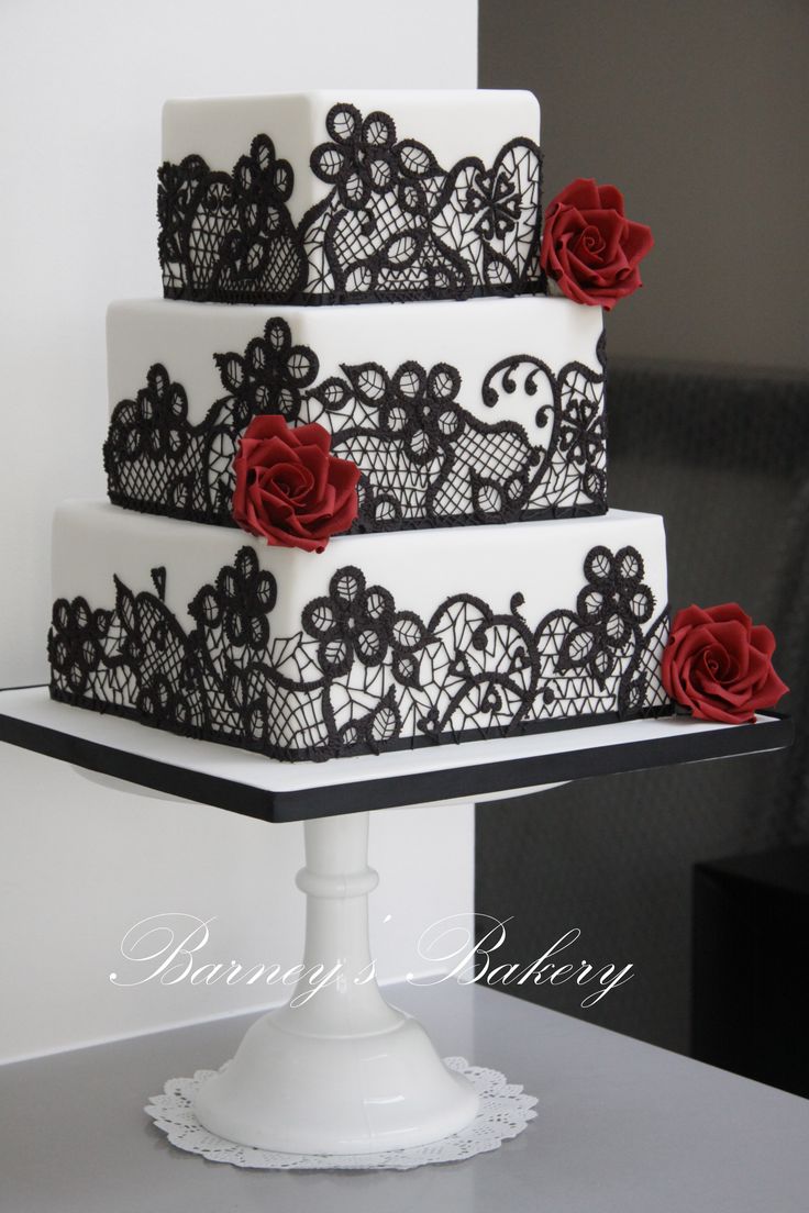 7 Photos of Glamorous Black And White Square Cakes